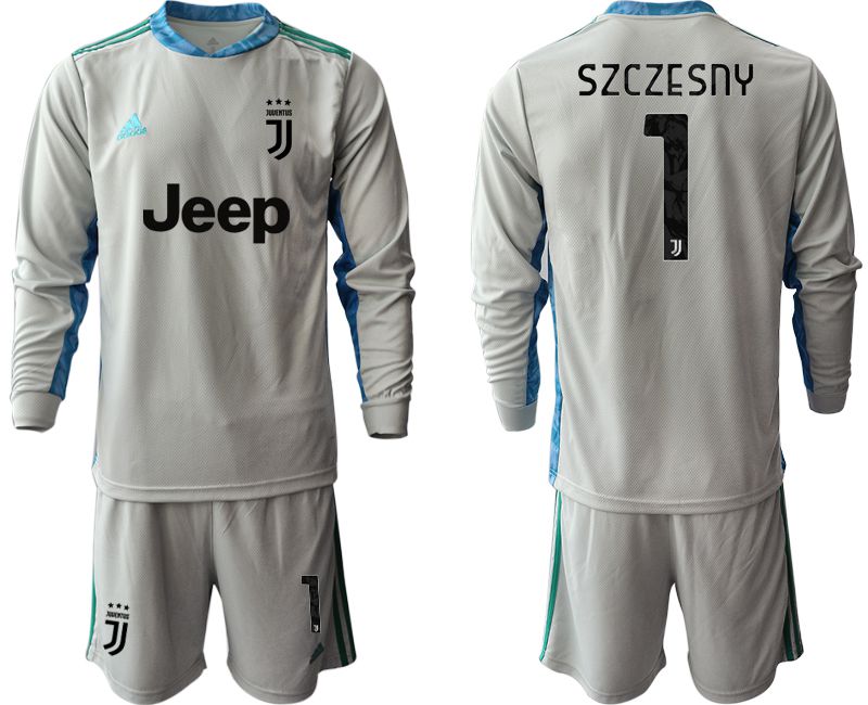 Men 2020-2021 club Juventus gray long sleeve goalkeeper #1 Soccer Jerseys